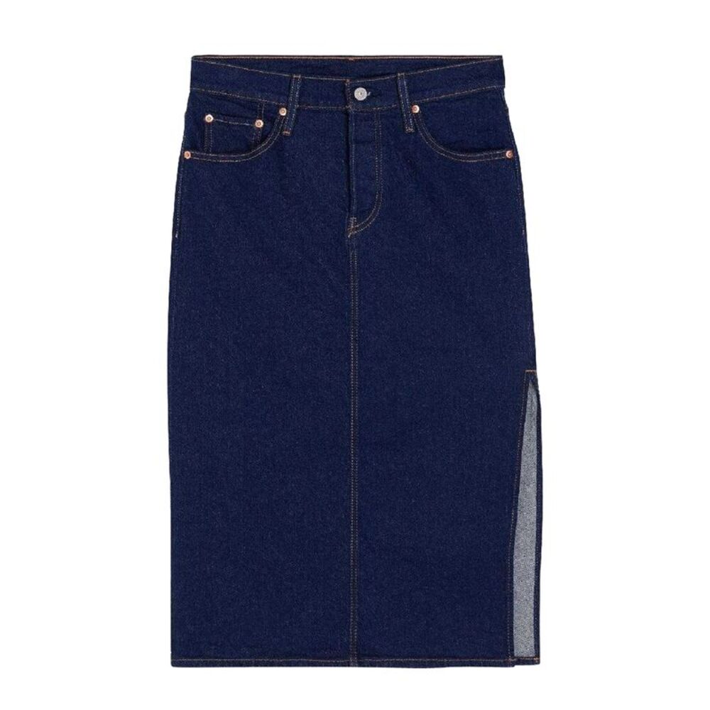 Levis Womens/Ladies Side Slit Midi Skirt / Blue Stone Wash